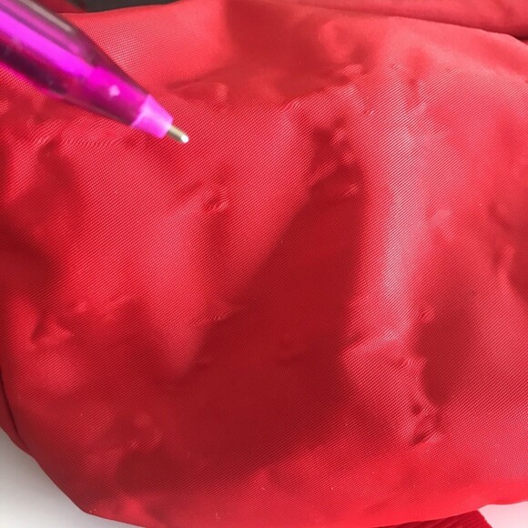 Vintage 1980s Liz Claiborne Purse Nylon Red Bag Crossbody Mid to Large FLAWS - Picture 11 of 12